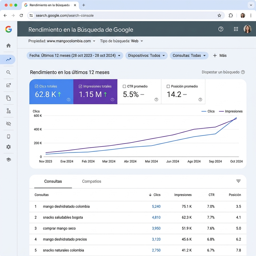 Search Console Mango Deshidratado
